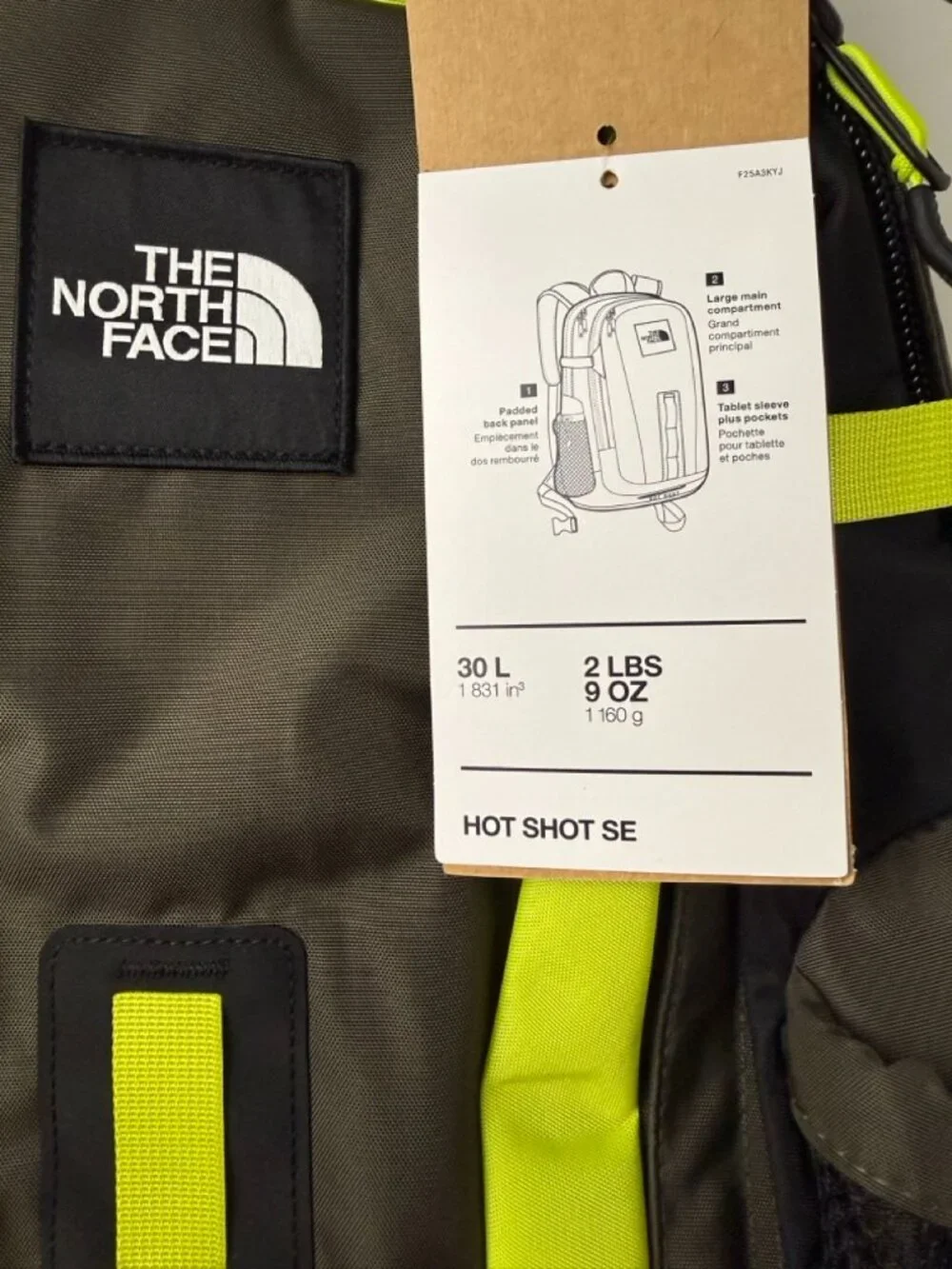 The North Face Hot Shot Unisex Travel Backpack Taupe Green 30L Special Edition